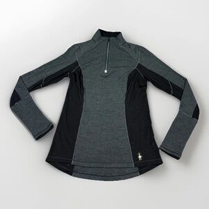 SmartWool PhD Merino Wool Pullover Womens M Gray Hiking Base Layer Sweater 1/4